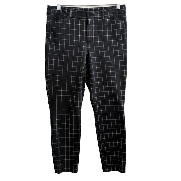 OLD NAVY Women Pixie High Rise Pants Sz 12T Black Checker Weekend Wear 14-9 - Picture 1 of 12